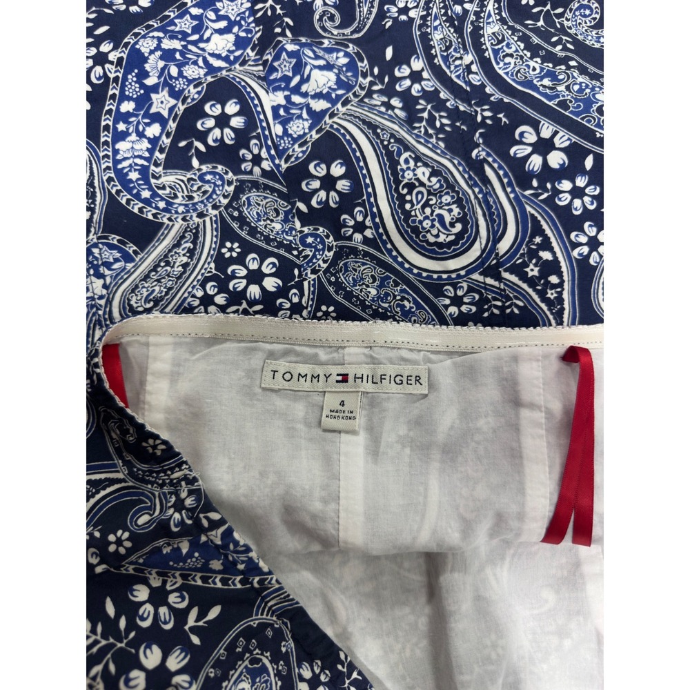 Tommy Hilfiger Navy White Paisley Strapless Mini Dress A-Line Size 4 - Picture 4 of 6
